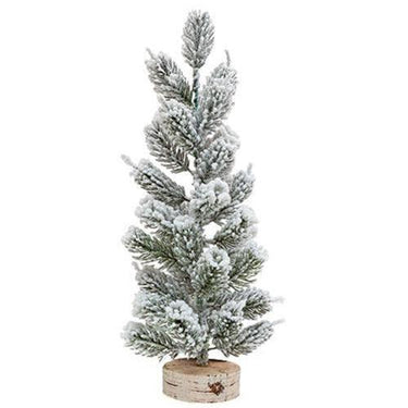 Lg Flocked Tree with Stump - The Fox Decor